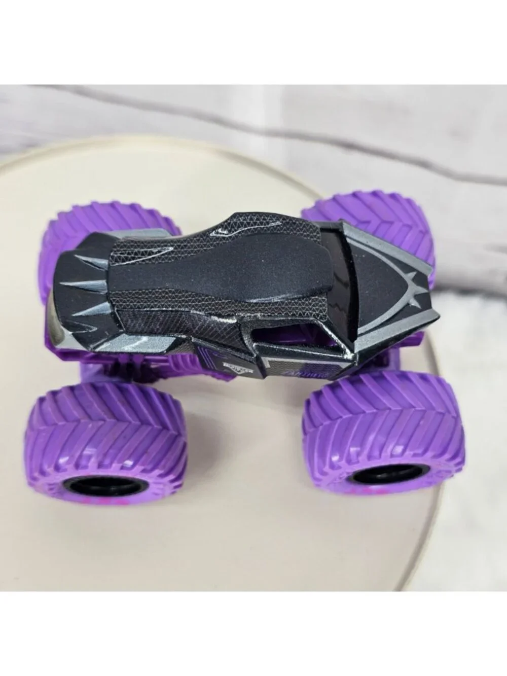 Black Panther Monster Truck Toy With Purple Tires & Black Detailing - Marvel Des